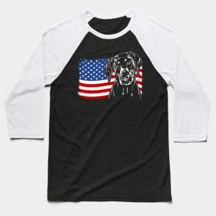 Proud Doberman American Flag patriotic dog Baseball T-Shirt